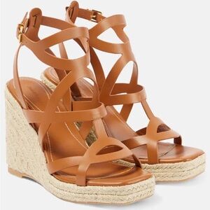 NEW ZIMMERMANN 110mm Bay Leather Wedge Sandals size 37 minor flaw